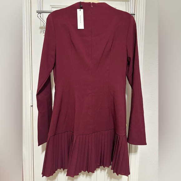 Commense Pleated Hem Mock Neck Mini Dress - Picture 2 of 6